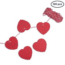 Бумажные теги для дисплея цены ювелирных изделий, на джутовом шпагате, сердце