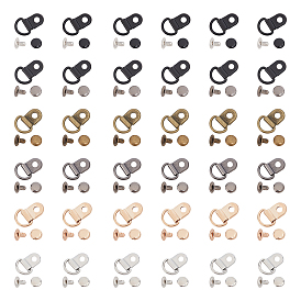 60sets 6 Colors Brass Boot Lace Hooks, for Climbing and Outdoor Shoes, with Rivets, Oval