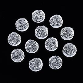 Cabochons en résine druzy transparente, plat rond