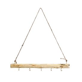 1Деревянная вешалка для веток из ПК, с джутовой веревкой и 5 крючками, подвесные украшения для дома