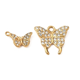 304 Stainless Steel Rhinestone Pendants, Butterfly Charms