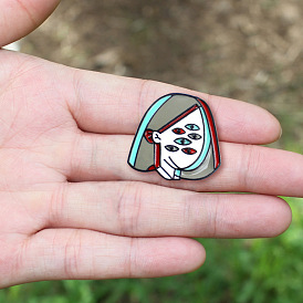 Retro Artistic Girl Brooch Pin Cartoon Multi-Eyed Badge Accessory
