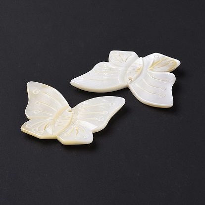 Natural Freshwater Shell Pendants, Butterfly Charm