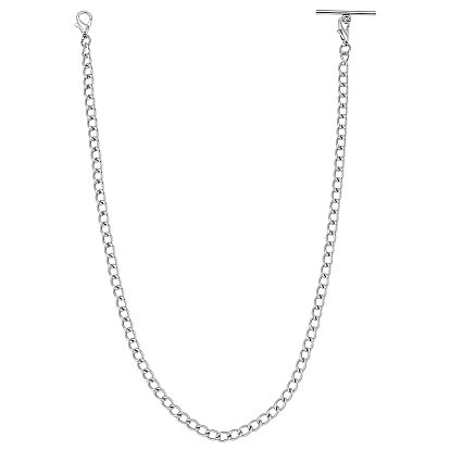 304 цепочка для карманных часов с зажимом из нержавеющей стали, винтажная металлическая карманная цепочка для жилета, с застежкой-карабином и Т-образной перекладиной