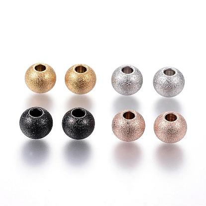 Ion Plating(IP) 201 Stainless Steel Textured Beads, Round