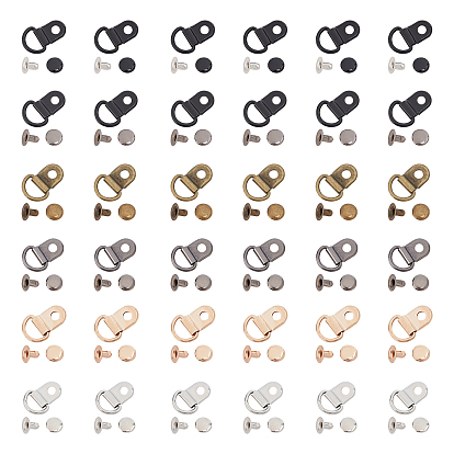 60sets 6 Colors Brass Boot Lace Hooks, for Climbing and Outdoor Shoes, with Rivets, Oval