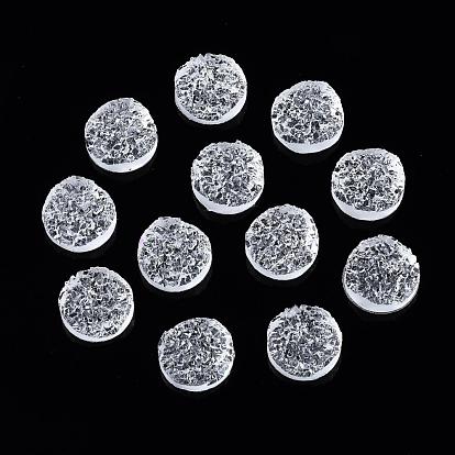 Cabochons en résine druzy transparente, plat rond