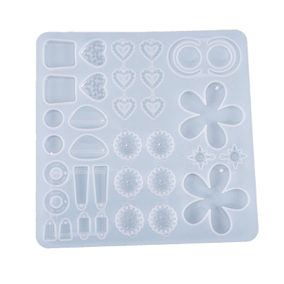 DIY Dangle Earring Accessories Silicone Molds, for UV Resin & Epoxy Resin Jewelry Making, Mixed Shape