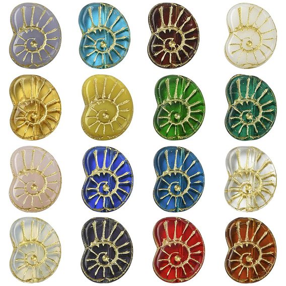 16 шт 16 цвета бусины лэмпворк ручной работы, раковина, золотой металл обвитыми