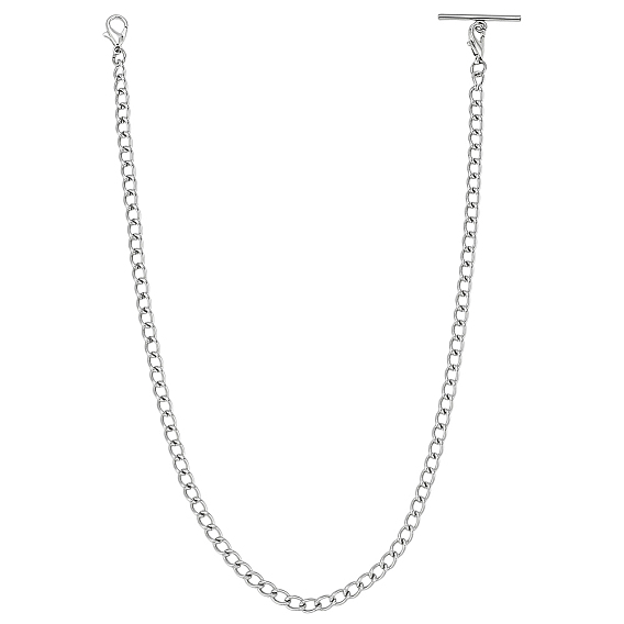 304 цепочка для карманных часов с зажимом из нержавеющей стали, винтажная металлическая карманная цепочка для жилета, с застежкой-карабином и Т-образной перекладиной