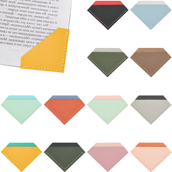 12 шт. 12 цвета pu кожа закладки в форме ромба, защитные уголки для книг, для любителей книг, писателей, читателей