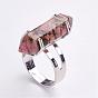 Natural Gemstone Finger Rings, with Iron Ring Finding, Platinum