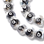 Transparent Evil Eye Glass Beads Strands, with Enamel, Faceted, Heart