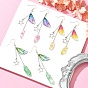 3 paires 3 boucles d'oreilles pendantes en cristal de quartz naturel teint en couleurs, ailes en résine avec boucles d'oreilles longues étoiles en alliage