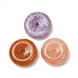 Natural Gemstone Peace Donut Pendants, Pi Disc Charms