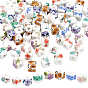 80Pcs 8 Style Handmade Porcelain Ceramic Beads Strands, Flower Printed, Cube
