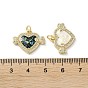 Brass Micro Pave Clear Cubic Zirconia Pendants, with Synthetic Opal, Real 18K Gold Plated, Heart with Wings Charms