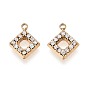 304 подвески из микро-паве из нержавеющей стали с фианитами, ромб прелести, ионное покрытие (ip)