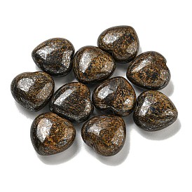 Natural Bronzite Beads, Half Drilled, Heart