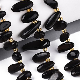 Натуральный серебристый блеск нитей обсидиана, самородки, Топ пробуренной, упавший камень, с бисером