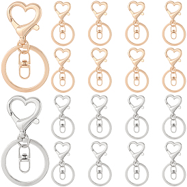20 шт 2 цвета цинковый сплав брелок застежки, сердце