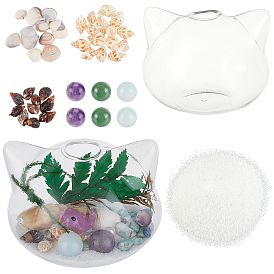 Набор для изготовления стеклянных кошек benecreat Ocean Them Microlandscape, включая стеклянную вазу, кварцевые пески, раковины, натуральный аметист, авантюрин и опаловые бусины