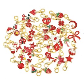 40Pcs Alloy Enamel Shoes Charms, with Alloy Lobster Claw Clasps, Mixed Shapes, Light Gold