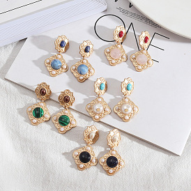 Vintage Palace Style Statement Earrings with Gold and Silver Pins