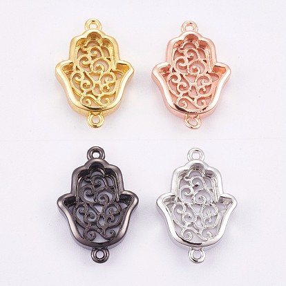 Brass Cabochon Connector Settings, Long-Lasting Plated, Hamsa Hand/Hand of Fatima /Hand of Miriam
