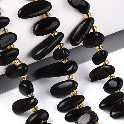 Натуральный серебристый блеск нитей обсидиана, самородки, Топ пробуренной, упавший камень, с бисером