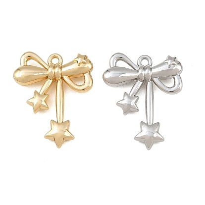 Alloy Pendants, Bowknot with Star Charms, Rack Plating, Cadmium Free & Lead Free