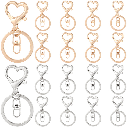 20 шт 2 цвета цинковый сплав брелок застежки, сердце