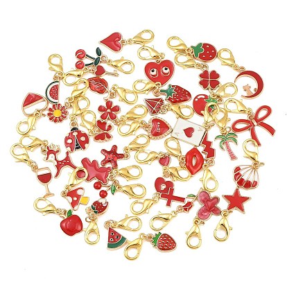 40Pcs Alloy Enamel Shoes Charms, with Alloy Lobster Claw Clasps, Mixed Shapes, Light Gold