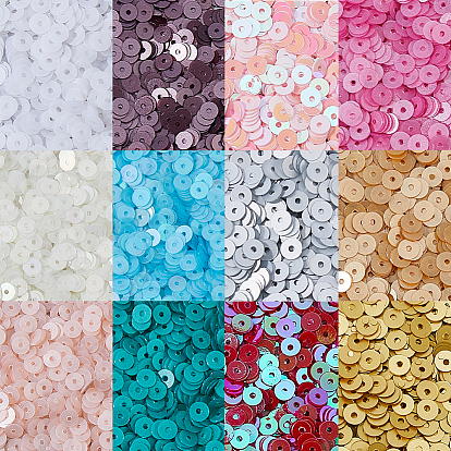 12000шт. 12 цвета ПВХ пайетки/блестки, Аксессуары для орнаментов, плоско-круглые