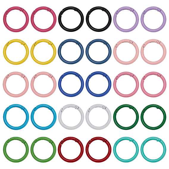 30шт 15 цветные пружинные кольца из цинкового сплава, круглые кольца