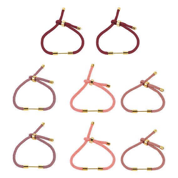 8шт 4 цвета плетеный нейлоновый шнур изготовление браслета, с латунной фурнитурой , реальный 18 k позолоченный