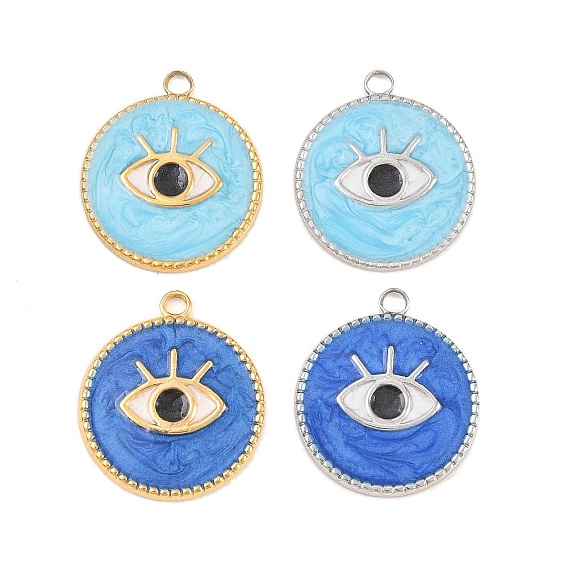 304 нержавеющей стальной эмали подвески, плоский круглый с подвесками для глаз, ионное покрытие (ip)
