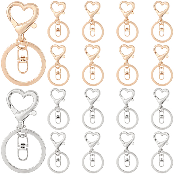 20 шт 2 цвета цинковый сплав брелок застежки, сердце