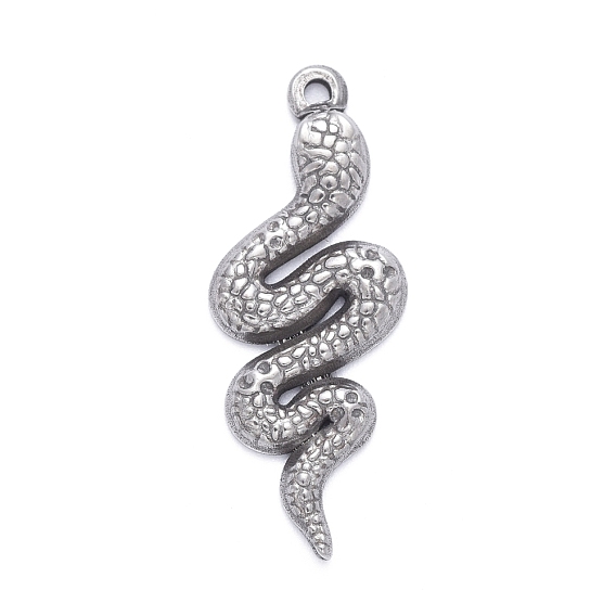 304 Stainless Steel Pendants, Textured, Snake