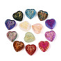 Baking Paint Transparent Glass Beads, Heart, Golden Metal Enlaced