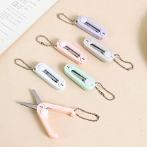 Stainless Steel Safe Portable Travel Scissors, Mini Foldable Multifunction Scissors, with Plastic Handle