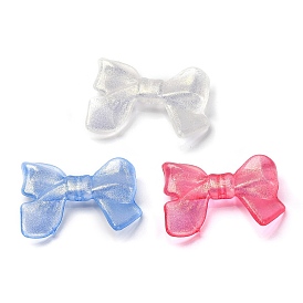 Transparent Acrylic Beads, with Glitter Powder, Bowknot