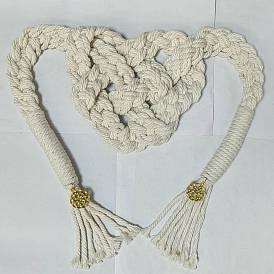 Ramilletes de muñeca de cordón de algodón macramé para boda, decoraciones de fiesta, con nudo de aleación