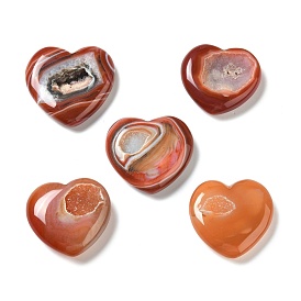 Décorations naturelles de perles d'agate géode druzy, teints et chauffée, cœur