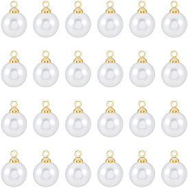 60шт. подвески из пластика ABS с имитацией жемчуга, с латунной фурнитурой , круглые, реальный 18 k позолоченный