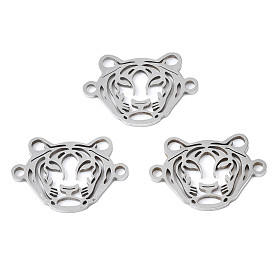 Ion Plating(IP) 201 Stainless Steel Connector Charms, Laser Cut, Tiger