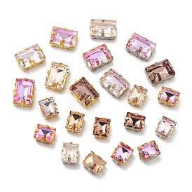 Латунные стеклянные стразы пришивные стразы, граненые, прямоугольные