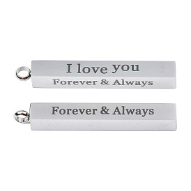 Pendentifs en acier inoxydable, rectangle