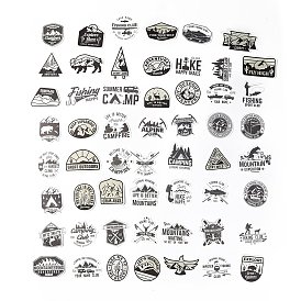 56Pcs 56 Styles Camping Themed PVC Plastic Stickers Sets, Waterproof Adhesive Decals for DIY Scrapbooking, Photo Album Decoration, Mixed Pattern