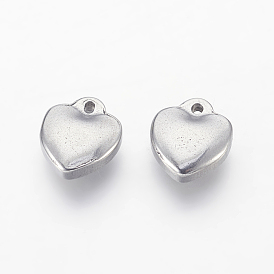 304 Stainless Steel Charms, Puffed Heart